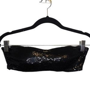 Anemone Sparkly Sequin Black Bandeau Strapless Top ✨🖤